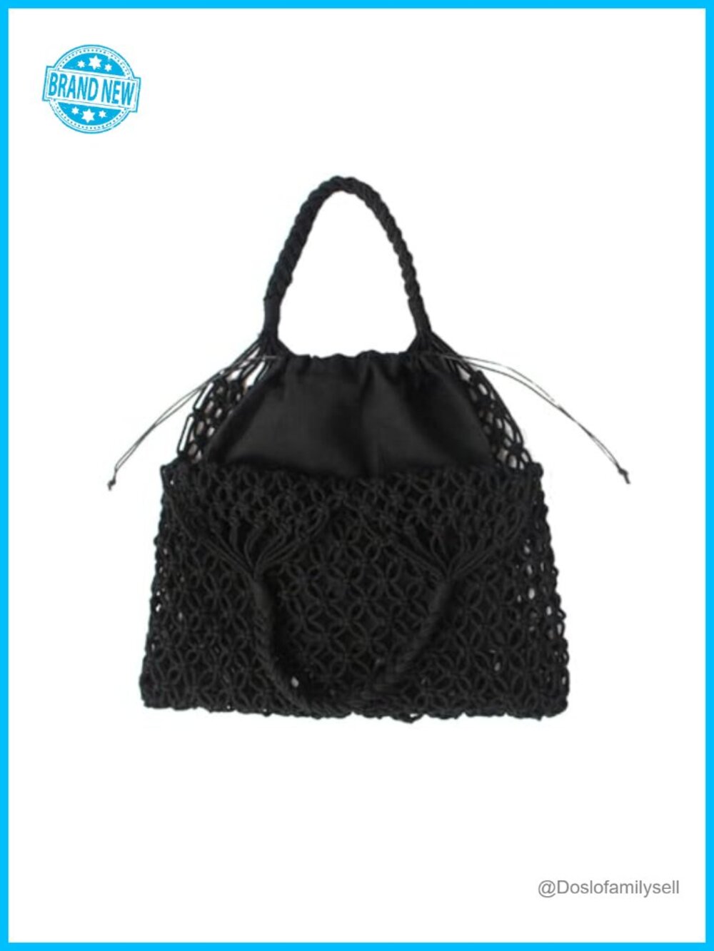 Cotton Rope Fishing Net Handbag Woven Shoulder Tote Beach Bag